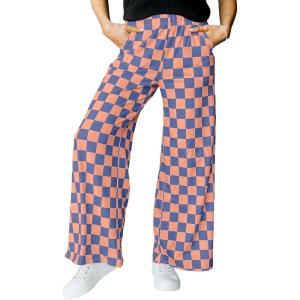 imageIWOLLENCE Womens Casual Loose Checkered Wide Leg Pants High Waist Straight Lounge Y2K Gingham TrousersCdorange Blue Plaid