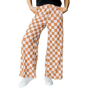 imageIWOLLENCE Womens Casual Loose Checkered Wide Leg Pants High Waist Straight Lounge Y2K Gingham TrousersCdorange Wihte