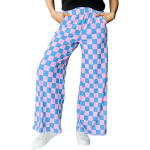 imageIWOLLENCE Womens Casual Loose Checkered Wide Leg Pants High Waist Straight Lounge Y2K Gingham TrousersCdpink Blue