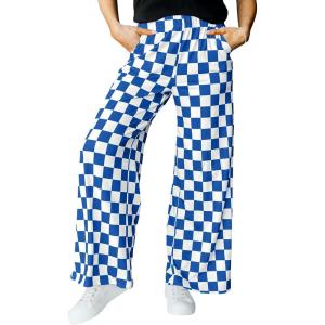 imageIWOLLENCE Womens Casual Loose Checkered Wide Leg Pants High Waist Straight Lounge Y2K Gingham TrousersCdroyal Blue White