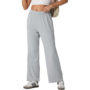 imageIWOLLENCE Womens Casual Loose Checkered Wide Leg Pants High Waist Straight Lounge Y2K Gingham TrousersCgrey