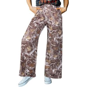 imageIWOLLENCE Womens Casual Loose Checkered Wide Leg Pants High Waist Straight Lounge Y2K Gingham TrousersMctan Branch Maple
