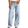 imageIWOLLENCE Womens Baggy Jeans Low Rise Straight Wide Leg Cowboy Pants Boyfriend Distressed Denim Jean Pant with PocketsClight Blue
