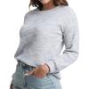 imageIWOLLENCE Womens Lightweight Waffle Knit Striped Long Sleeve Tops Crewneck Preppy Shirts Casual Loose Fall SweatersBsatin Mist Blue