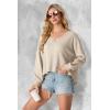 imageIWOLLENCE Womens Long Sleeve Shirts Oversized V Neck Tunic Tops for Women Waffle Knitted Pullover Sweater Top04oatmeal