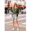 imageIWOLLENCE Womens Long Sleeve Shirts Oversized V Neck Tunic Tops for Women Waffle Knitted Pullover Sweater Top05army Green
