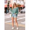 imageIWOLLENCE Womens Long Sleeve Shirts Oversized V Neck Tunic Tops for Women Waffle Knitted Pullover Sweater Top06blue Green