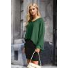 imageIWOLLENCE Womens Long Sleeve Shirts Oversized V Neck Tunic Tops for Women Waffle Knitted Pullover Sweater Top07dark Green