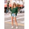 imageIWOLLENCE Womens Long Sleeve Shirts Oversized V Neck Tunic Tops for Women Waffle Knitted Pullover Sweater Top07dark Green