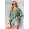 imageIWOLLENCE Womens Long Sleeve Shirts Oversized V Neck Tunic Tops for Women Waffle Knitted Pullover Sweater Top35green Sunflower