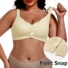 imageIWOLLENCE Womens Front Snap Closure Daisy Bras Soft Seamless Wireless Lace Bralettes Comfort Full Coverage BraBeige