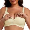 imageIWOLLENCE Womens Front Snap Closure Daisy Bras Soft Seamless Wireless Lace Bralettes Comfort Full Coverage BraBeige