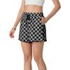 image:imageIWOLLENCE Womens Checkered Shorts Elastic Waist with Drawstring Plaid Short Pants Beach Summer with PocketsCdblack Grey