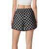 image:imageIWOLLENCE Womens Checkered Shorts Elastic Waist with Drawstring Plaid Short Pants Beach Summer with PocketsCdblack Grey
