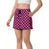 image:imageIWOLLENCE Womens Checkered Shorts Elastic Waist with Drawstring Plaid Short Pants Beach Summer with PocketsCdblack Hot Pink