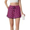 image:imageIWOLLENCE Womens Checkered Shorts Elastic Waist with Drawstring Plaid Short Pants Beach Summer with PocketsCdblack Hot Pink