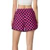 image:imageIWOLLENCE Womens Checkered Shorts Elastic Waist with Drawstring Plaid Short Pants Beach Summer with PocketsCdblack Hot Pink