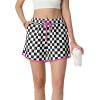 image:imageIWOLLENCE Womens Checkered Shorts Elastic Waist with Drawstring Plaid Short Pants Beach Summer with PocketsCdblack White Pink