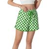 image:imageIWOLLENCE Womens Checkered Shorts Elastic Waist with Drawstring Plaid Short Pants Beach Summer with PocketsCdgreen White