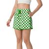 image:imageIWOLLENCE Womens Checkered Shorts Elastic Waist with Drawstring Plaid Short Pants Beach Summer with PocketsCdgreen White