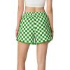image:imageIWOLLENCE Womens Checkered Shorts Elastic Waist with Drawstring Plaid Short Pants Beach Summer with PocketsCdgreen White