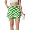 image:imageIWOLLENCE Womens Checkered Shorts Elastic Waist with Drawstring Plaid Short Pants Beach Summer with PocketsCdgreen White