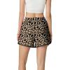 image:imageIWOLLENCE Womens Checkered Shorts Elastic Waist with Drawstring Plaid Short Pants Beach Summer with PocketsLdapricot Brown Leopard