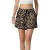 image:imageIWOLLENCE Womens Checkered Shorts Elastic Waist with Drawstring Plaid Short Pants Beach Summer with PocketsLdapricot Brown Leopard