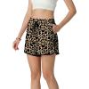 image:imageIWOLLENCE Womens Checkered Shorts Elastic Waist with Drawstring Plaid Short Pants Beach Summer with PocketsLdapricot Brown Leopard