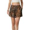 image:imageIWOLLENCE Womens Checkered Shorts Elastic Waist with Drawstring Plaid Short Pants Beach Summer with PocketsMcbrown Bark Maple