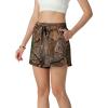 image:imageIWOLLENCE Womens Checkered Shorts Elastic Waist with Drawstring Plaid Short Pants Beach Summer with PocketsMcbrown Bark Maple