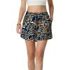 image:imageIWOLLENCE Womens Checkered Shorts Elastic Waist with Drawstring Plaid Short Pants Beach Summer with PocketsMcbrown Green Camo