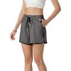image:imageIWOLLENCE Womens Checkered Shorts Elastic Waist with Drawstring Plaid Short Pants Beach Summer with PocketsStblack White Stripe