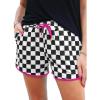 image:imageIWOLLENCE Womens Checkered Shorts Elastic Waist with Drawstring Plaid Short Pants Beach Summer with PocketsCdblack White Pink