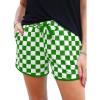 image:imageIWOLLENCE Womens Checkered Shorts Elastic Waist with Drawstring Plaid Short Pants Beach Summer with PocketsCdgreen White