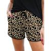 image:imageIWOLLENCE Womens Checkered Shorts Elastic Waist with Drawstring Plaid Short Pants Beach Summer with PocketsLdapricot Brown Leopard