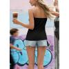 image:imageIWOLLENCE Womens Floral Tube Tops Casual Summer Backless Strapless Top Sleeveless Bandeau Tanks ShirtA Black