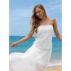 image:imageIWOLLENCE Womens Floral Tube Tops Casual Summer Backless Strapless Top Sleeveless Bandeau Tanks ShirtA White