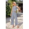 image:imageIWOLLENCE Womens Summer 2 Piece Outfits Set Round neck Sleeveless Tank Crop Top Wide Leg pants Set Pockets JumpsuitsA Haze Blue