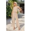 image:imageIWOLLENCE Womens Summer 2 Piece Outfits Set Round neck Sleeveless Tank Crop Top Wide Leg pants Set Pockets JumpsuitsA Oatmeal