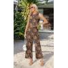 image:imageIWOLLENCE Womens Summer 2 Piece Outfits Set Round neck Sleeveless Tank Crop Top Wide Leg pants Set Pockets JumpsuitsB Navy Blue Paisley