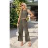 image:imageIWOLLENCE Womens Summer 2 Piece Outfits Set Round neck Sleeveless Tank Crop Top Wide Leg pants Set Pockets JumpsuitsB Navy Stripe Flower
