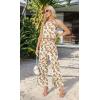 image:imageIWOLLENCE Womens Summer 2 Piece Outfits Set Round neck Sleeveless Tank Crop Top Wide Leg pants Set Pockets JumpsuitsB White Sunflower