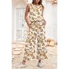 image:imageIWOLLENCE Womens Summer 2 Piece Outfits Set Round neck Sleeveless Tank Crop Top Wide Leg pants Set Pockets JumpsuitsB White Sunflower