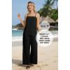 image:imageIWOLLENCE Womens 2 Piece Sets Spaghetti Strappy Tank Top and Long Pant with Pockets Lounge Matching Sets Beach VacationCblack