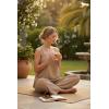 image:imageIWOLLENCE Womens 2 Piece Sets Spaghetti Strappy Tank Top and Long Pant with Pockets Lounge Matching Sets Beach VacationCkhaki