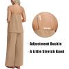 image:imageIWOLLENCE Womens 2 Piece Sets Spaghetti Strappy Tank Top and Long Pant with Pockets Lounge Matching Sets Beach VacationCkhaki
