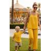 image:imageIWOLLENCE Womens 2 Piece Sets Spaghetti Strappy Tank Top and Long Pant with Pockets Lounge Matching Sets Beach VacationCyellow