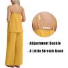 image:imageIWOLLENCE Womens 2 Piece Sets Spaghetti Strappy Tank Top and Long Pant with Pockets Lounge Matching Sets Beach VacationCyellow