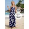 image:imageIWOLLENCE Womens 2 Piece Sets Spaghetti Strappy Tank Top and Long Pant with Pockets Lounge Matching Sets Beach VacationFpblue Palm